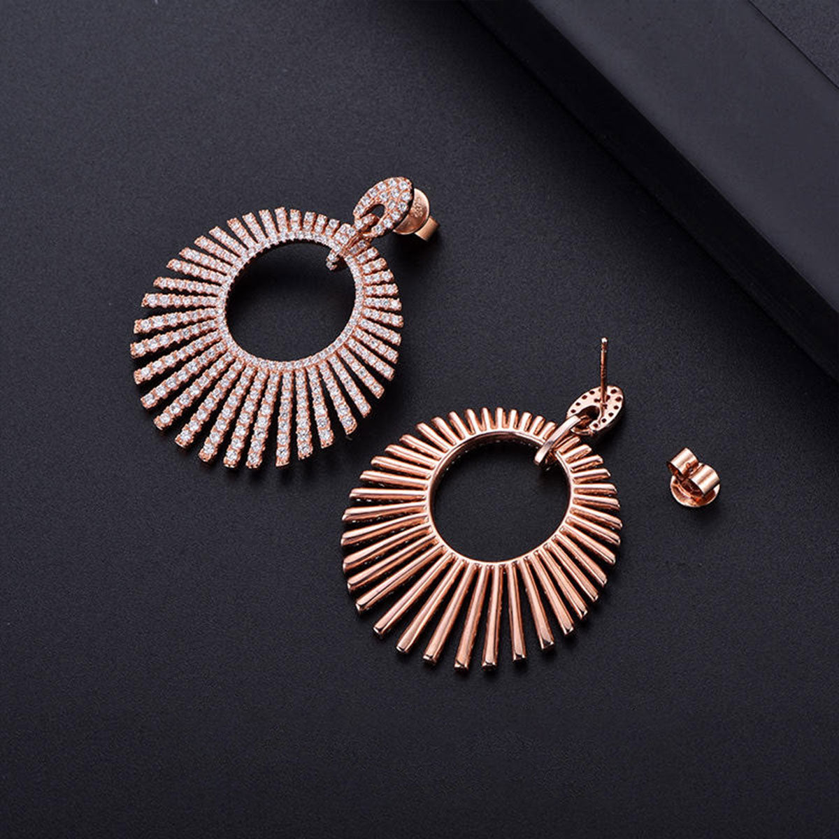 Rose Gold Seashell Shape Full Stones Drop Earrings