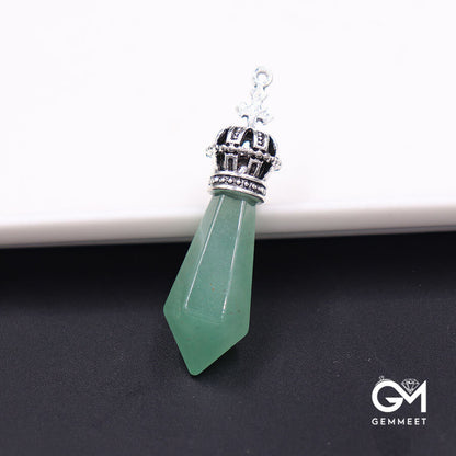 Green Aventurine Crown  Stone Pendant Necklace