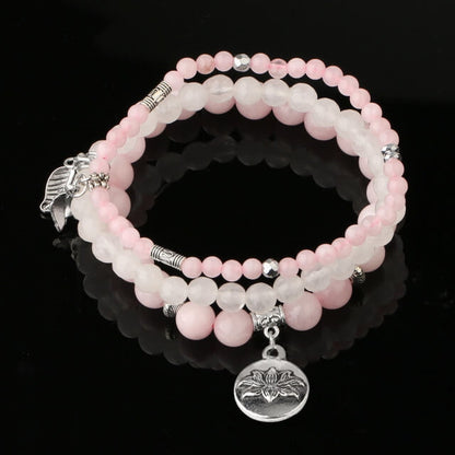 Stone Crystal Rose Three Row Bracelet