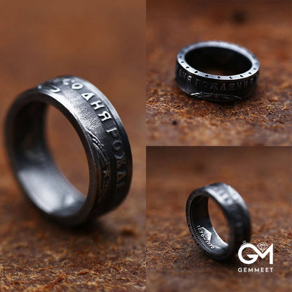 Vintage Commemorative Coin Titanium Steel Ring