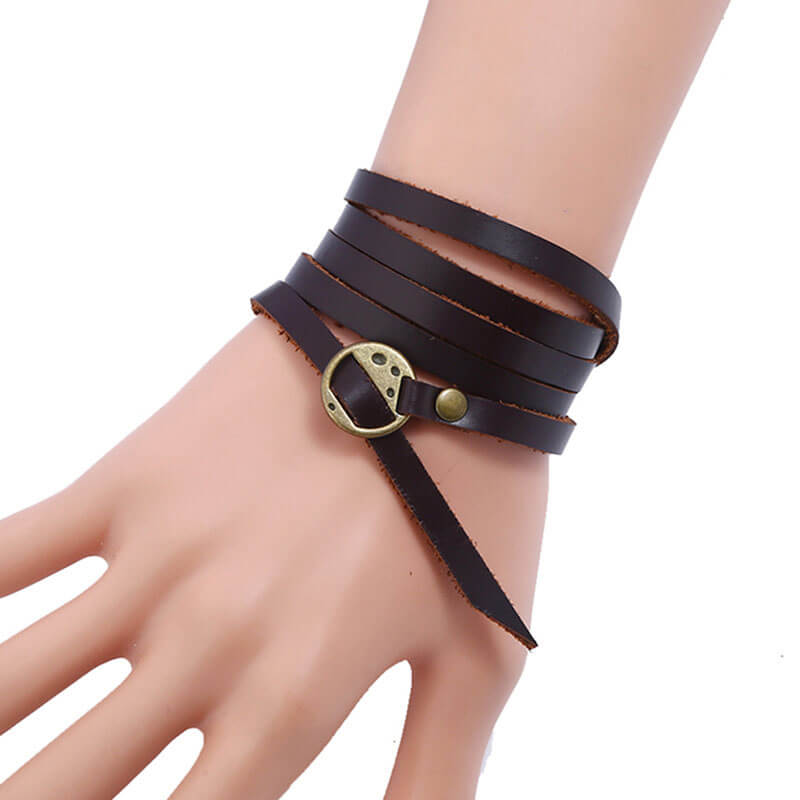 Retro Five-ring Cowhide Simple Multi-turn Bracelet