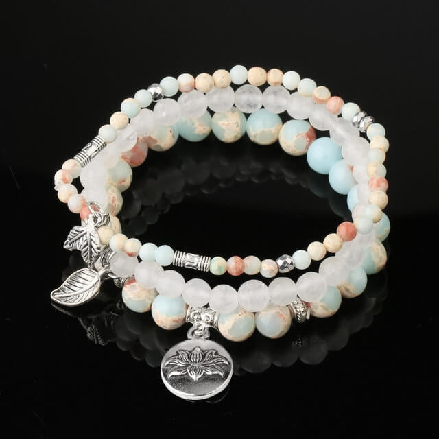 Stone Crystal Rose Three Row Bracelet