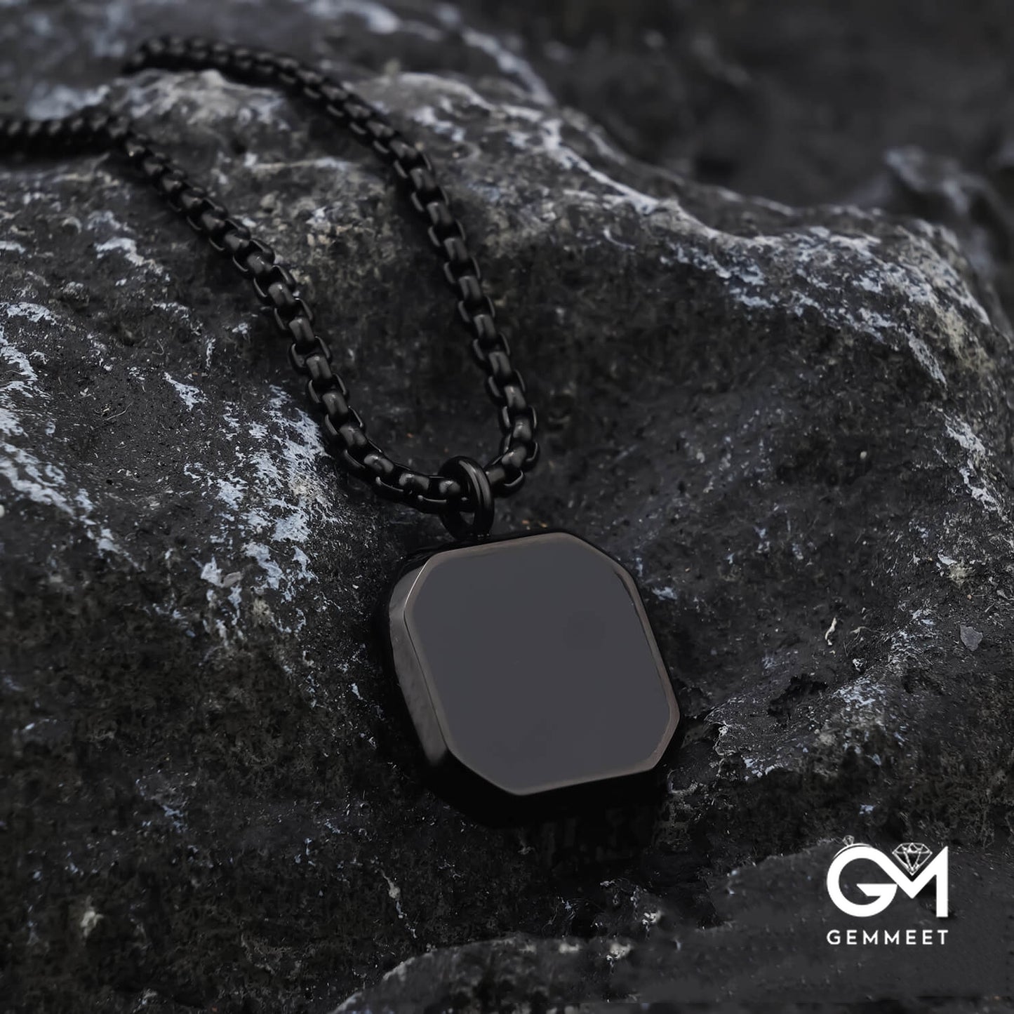 Black Square Pendant Necklace