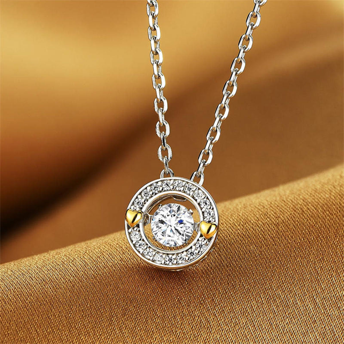 White Gold Timeless Classic Halo Pendants Chains