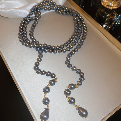 Zircon Pearl Crystal Long Temperament Necklace