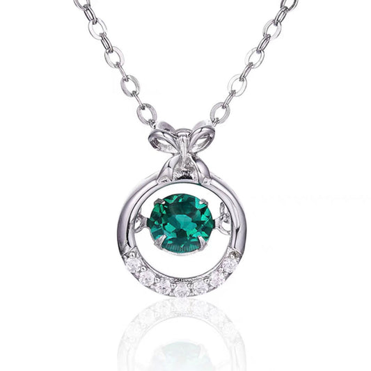 White Gold Fruit Shape Hollow Beating Emerald Chain