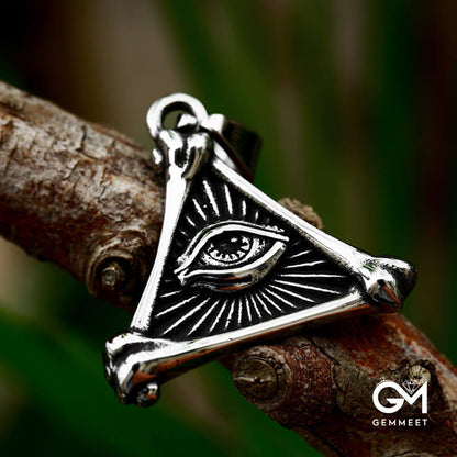 Stainless Steel Devil's Eye Triangle Pendant