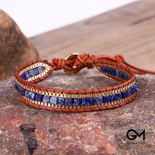 Lapis Lazuli Hand-Woven Bracelet