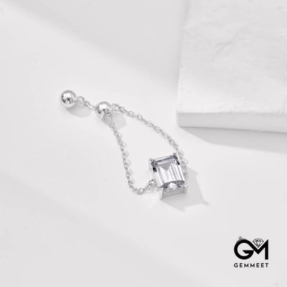 S925 Silver White Zircon Bead Chain Adjustable Ring