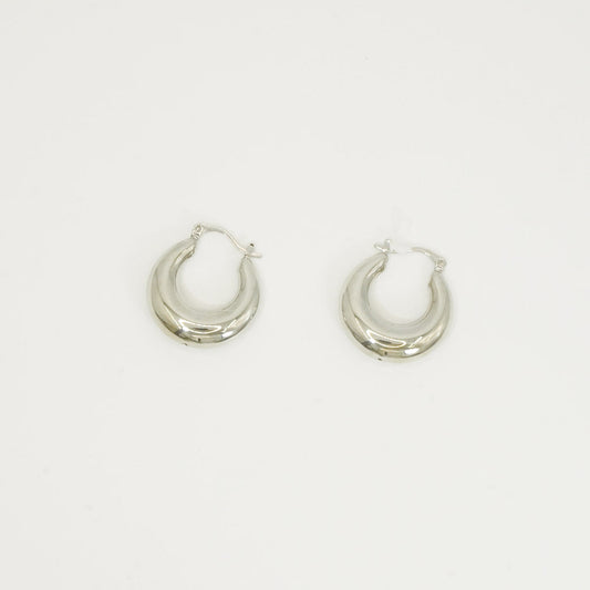 White Gold Chunky Hoop Earrings