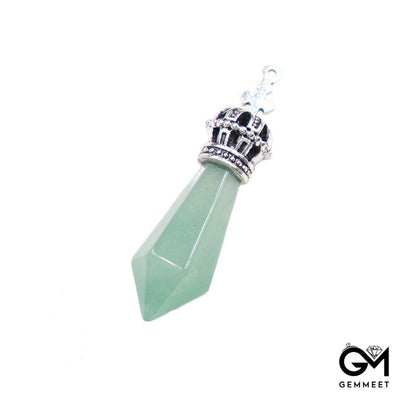 Green Aventurine Crown  Stone Pendant Necklace