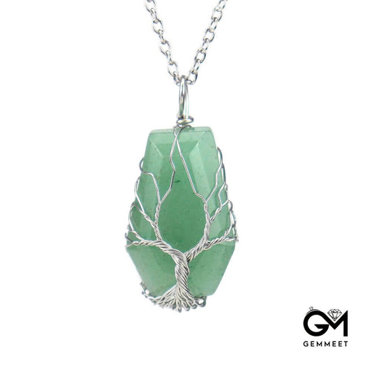 Crystal Octahedral Wealth Tree Necklace