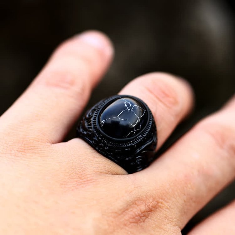 Black Turquoise Stainless Steel Ring