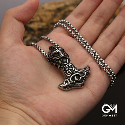 Thor Hammer Goat Amulet Necklace