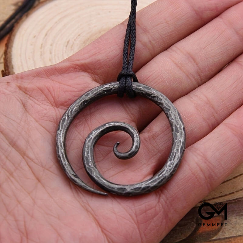 Vintage Viking Spiral Symbol Pendant Necklace