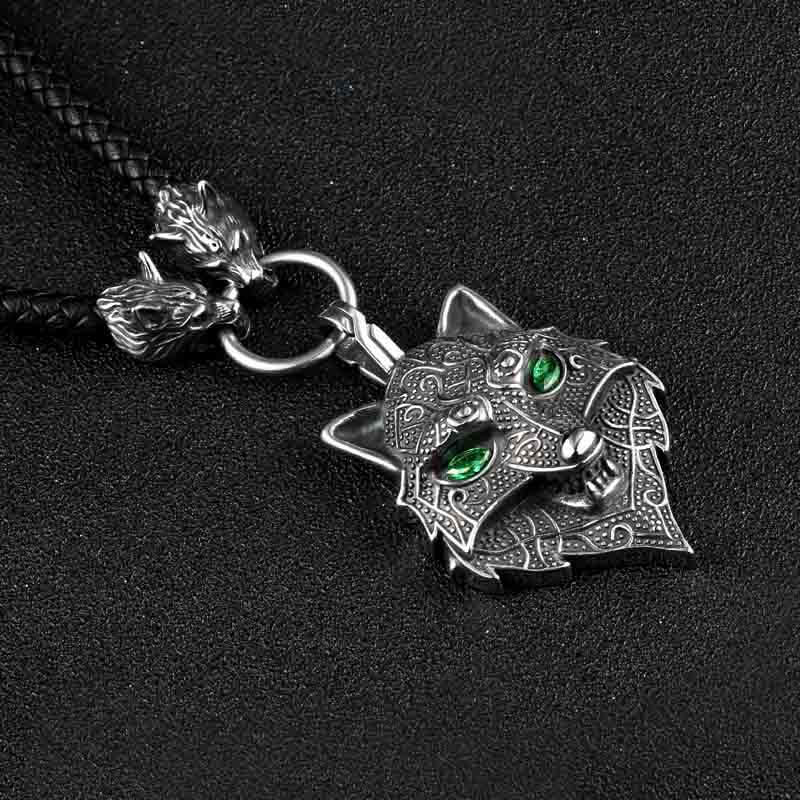 Titanium Steel Punk Viking Wolf Pendant