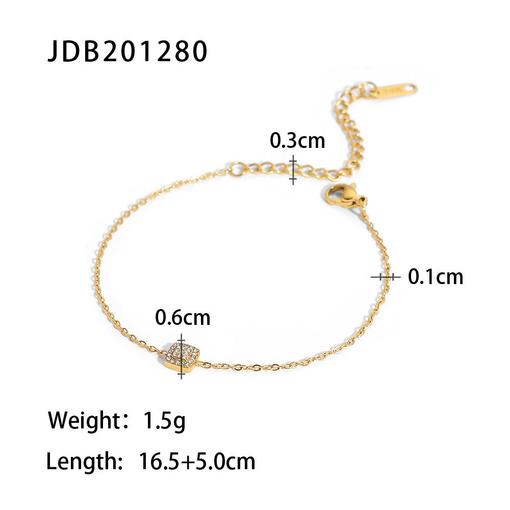 Cushion Type Full Stones Pendant Chain Bracelet