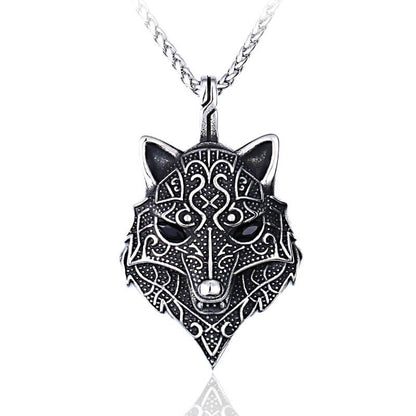 Titanium Steel Punk Viking Wolf Pendant