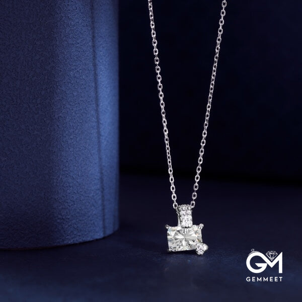 S925 Silver Rectangular Zircon Necklace