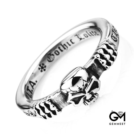 Vintage Stainless Steel Skull and Tail Ring