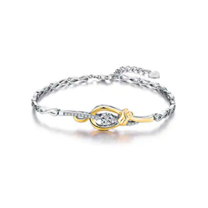 White & Gold Hollow Rose Shape Beating Shinny Bracelet