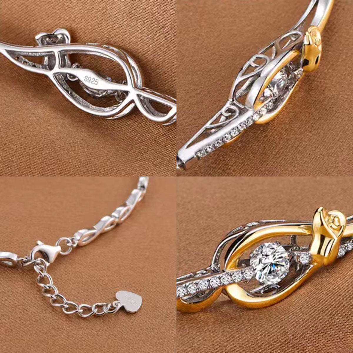 White & Gold Hollow Rose Shape Beating Shinny Bracelet