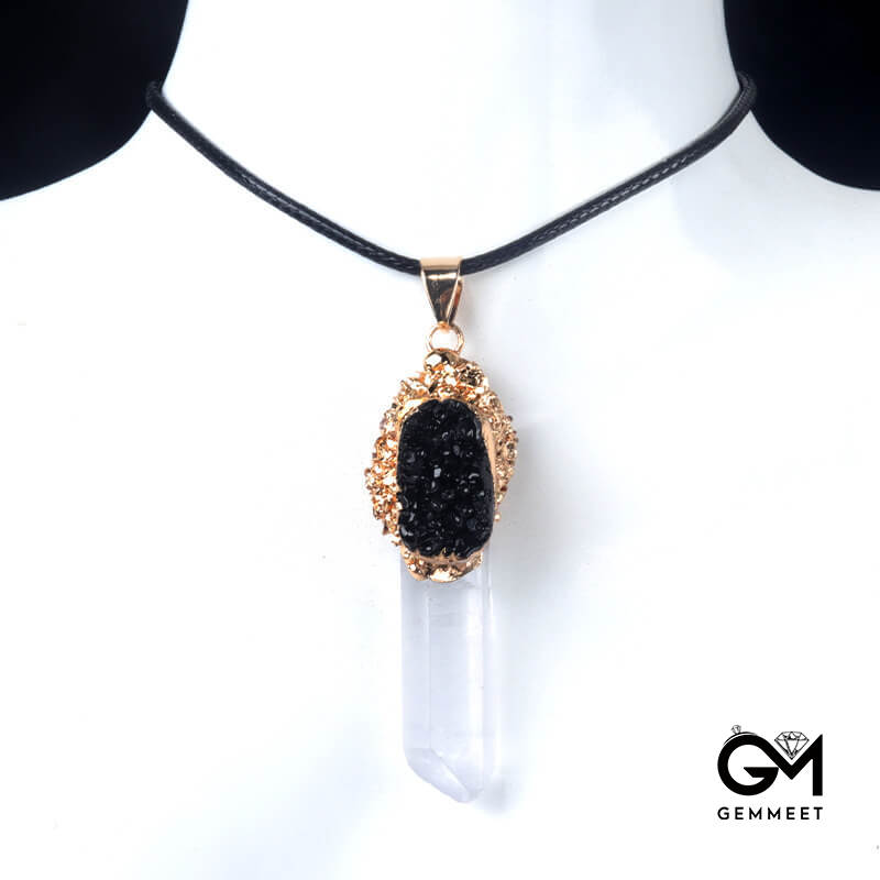 Pillar Gilt Gold White Crystal Pendant