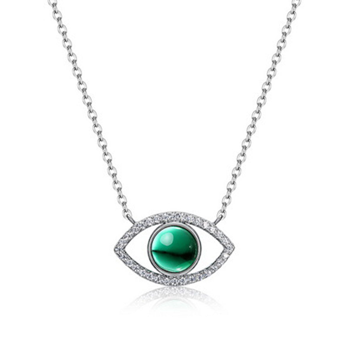 White Gold Eye Shape Hollow Emerald Chain