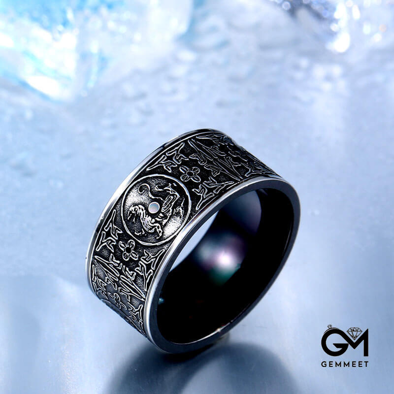 Four Gods Beast Titanium Steel Ring