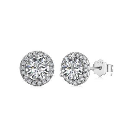 S925 Sterling Silver Round Zircon Princess Earrings