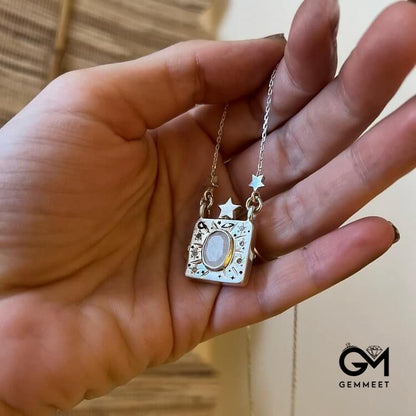 Moonstone Album Pendant Plated Necklace