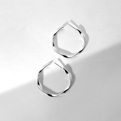 White Gold Distortion Snap Big Hoop Earrings