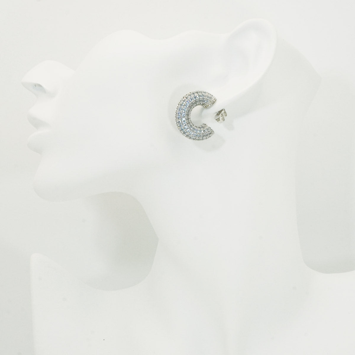 White Gold Full Stones Cameron Small Hoop Earrings