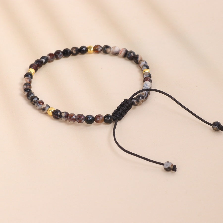 Black Floral Cut Bead Woven Bracelet