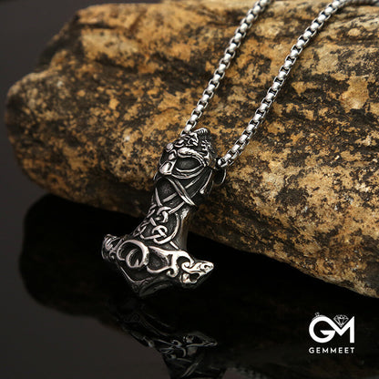 Thor Hammer Goat Amulet Necklace