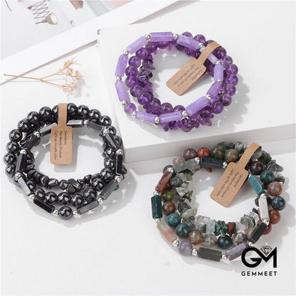 Stone Irregular Three Layer Bracelet Set