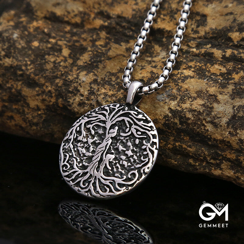 Goddess Lucky Tree Pendant Stainless Steel Necklace