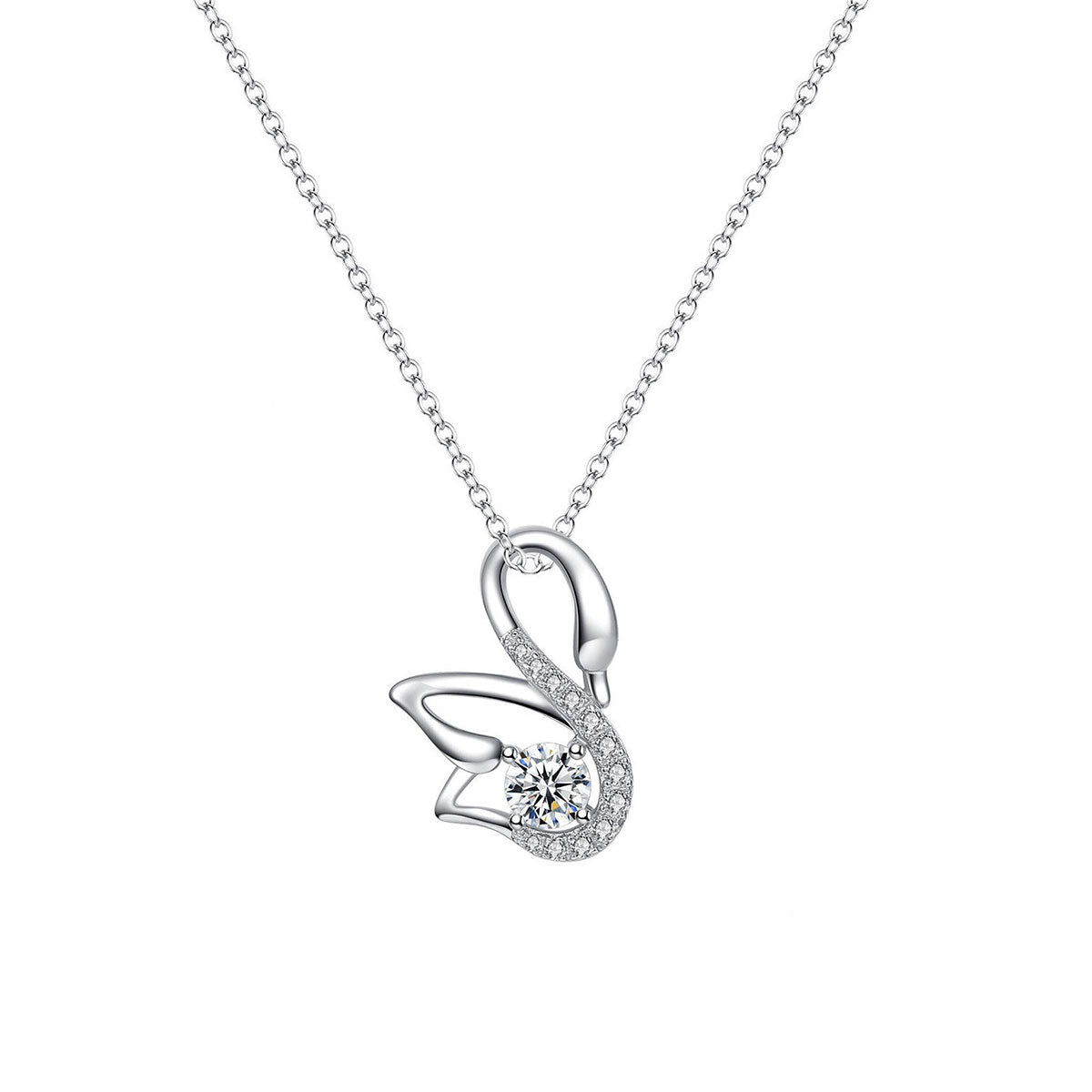 White Gold Swan Shape Full Stones Pendants Chains