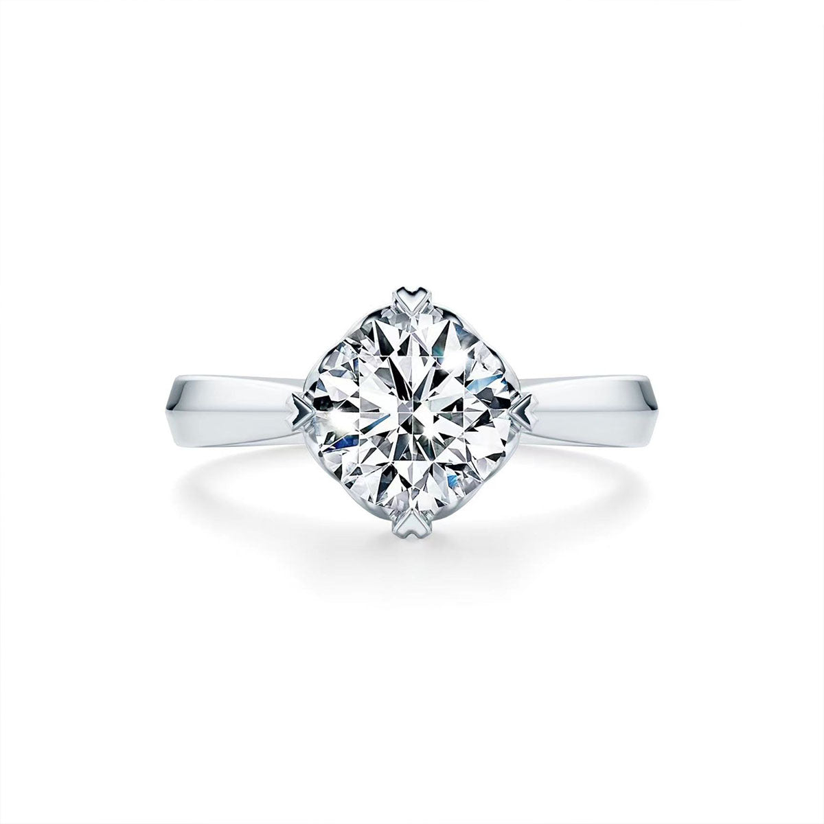 White Gold Classic Four Prong Setting Adjustable Moissanite Ring