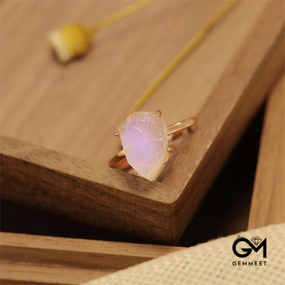 Thick Cut Moonstone Square Ring