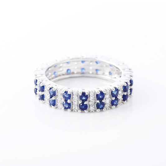 White Gold Stackable Blue Sapphire Prong Setting Eternity Ring