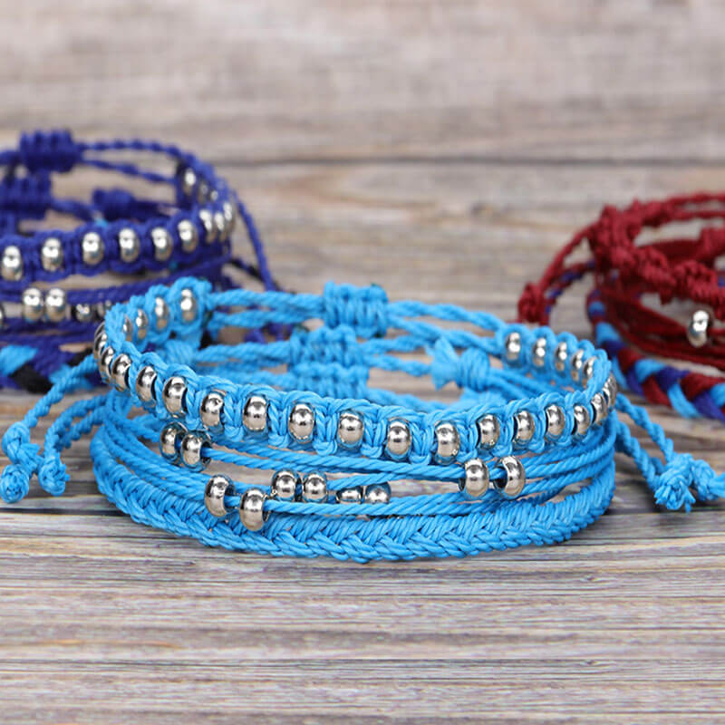 Waterproof Wax Thread Bracelet Handwoven Bracelet Three-piece Beach Surf Bracelet