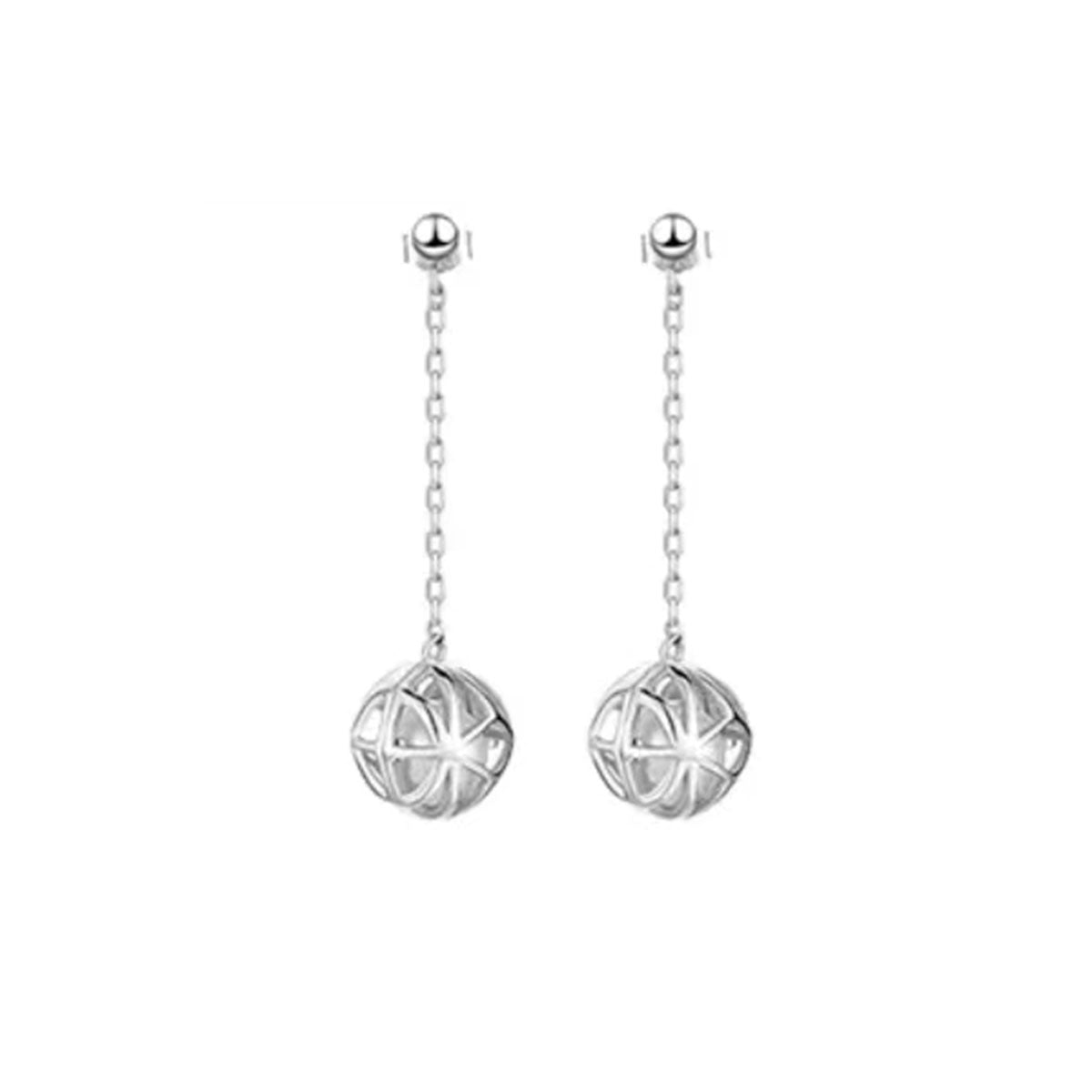 White Gold Removable Organic Pearl Chain Drop Earrings