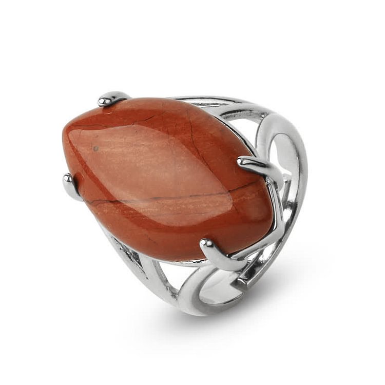 Color Stone Olive Shape Adjustable Ring