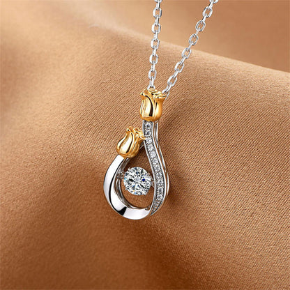 Rose Drip Shape Full Stones Beating Pendants Chains