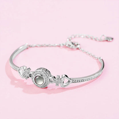 White Gold Courtship Romance Heart Shape Adjustable Bracelet