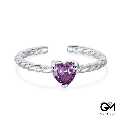 S925 Sterling Silver Purple Love Ring