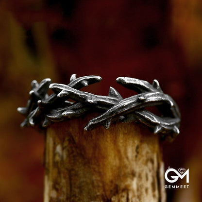 Vintage Viking Stainless Steel Simple Branch Ring