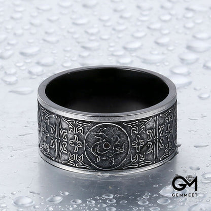 Four Gods Beast Titanium Steel Ring