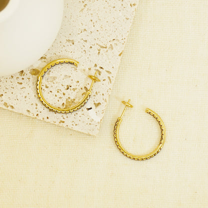 Golden Brown Stones Hoop Earrings